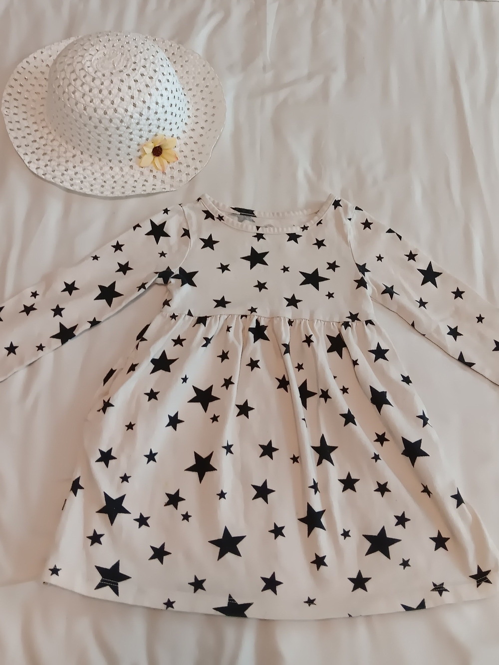Old Navy White Dress with Black Star Print